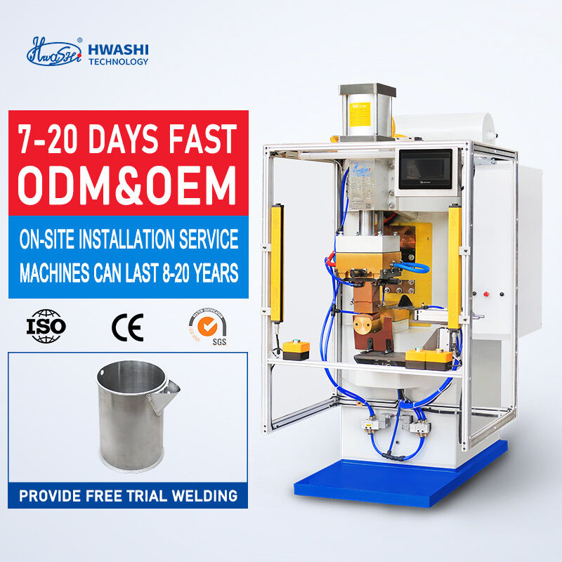 Edelstahl-Projektionsschweißmaschine mit 15KVA Leistung, 8000J Energiespeicher und 1500kg Druck für Kochgeschirrgriffe